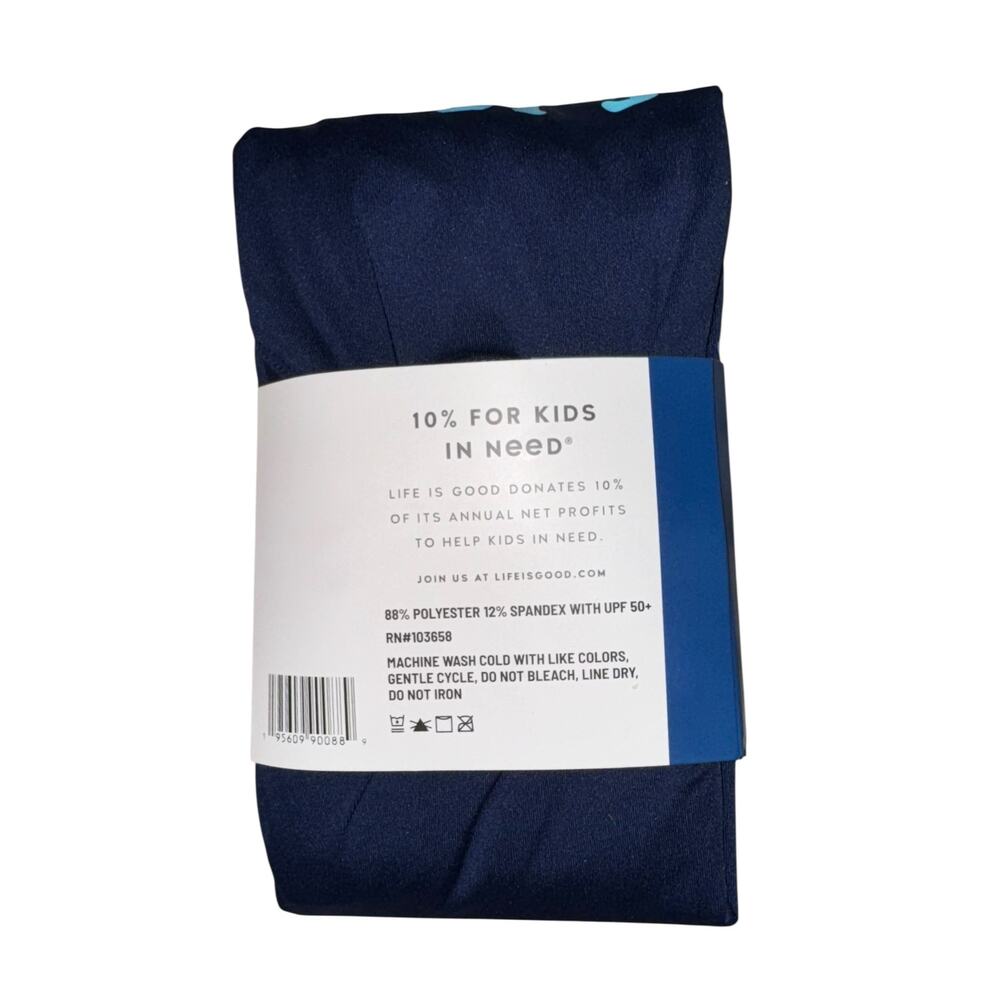 NWT Life is Good Kids Rash Guard Boys LG "Take It Easy" Blue UPF 50 Swim Shirt - Picture 2 of 3